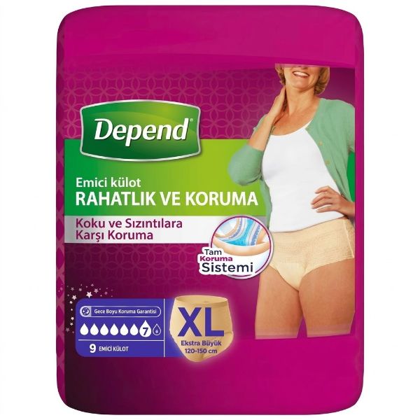 Depend Emici Külot Kadın Hasta Bezi xLarge 9'lu